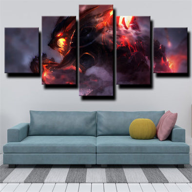custom 5 panel canvas prints League of Legends Warwick live room decor-1200 (1)