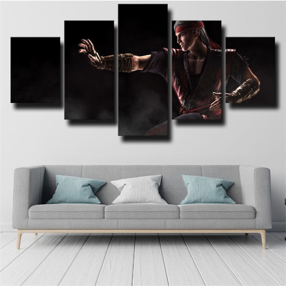 custom 5 panel canvas prints Mortal Kombat X Liu Kang live room decor-1533 (2)