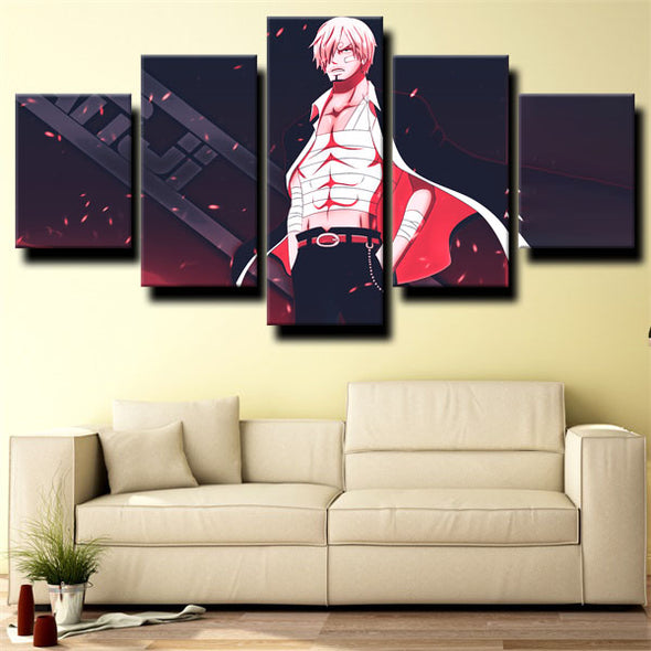 custom 5 panel canvas prints One Piece Vinsmoke Sanji live room decor-1200 (3)