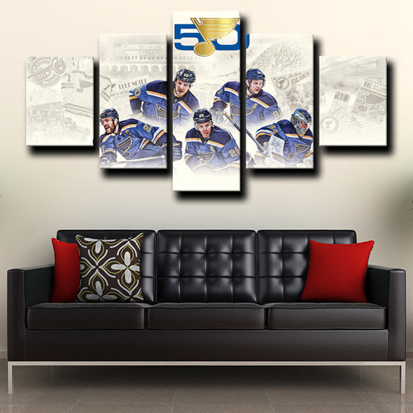 custom 5 panel canvas prints St. Louis Blues Teammates wall picture-1208 (4)