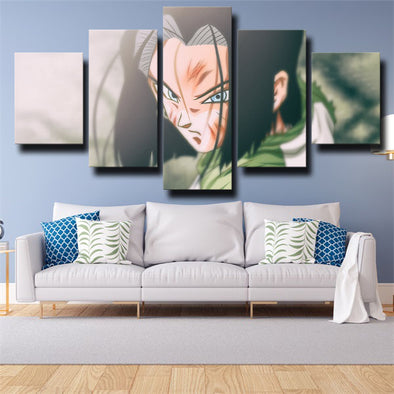 custom 5 panel canvas prints dragon ball Android 17 live room decor-2057 (1)
