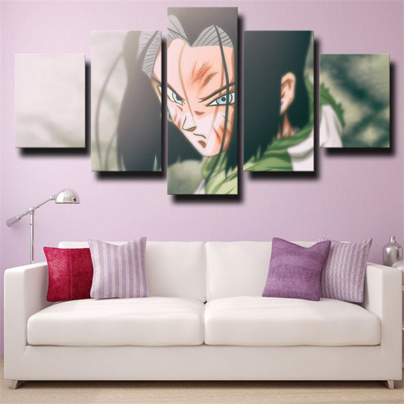 custom 5 panel canvas prints dragon ball Android 17 live room decor-2057 (2)