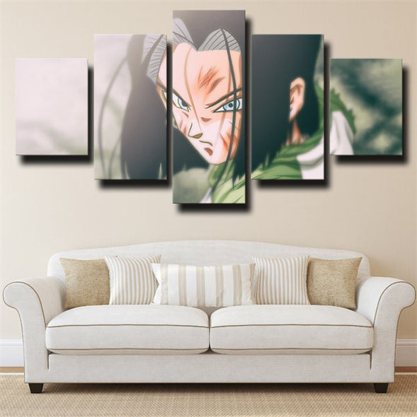 custom 5 panel canvas prints dragon ball Android 17 live room decor-2057 (3)