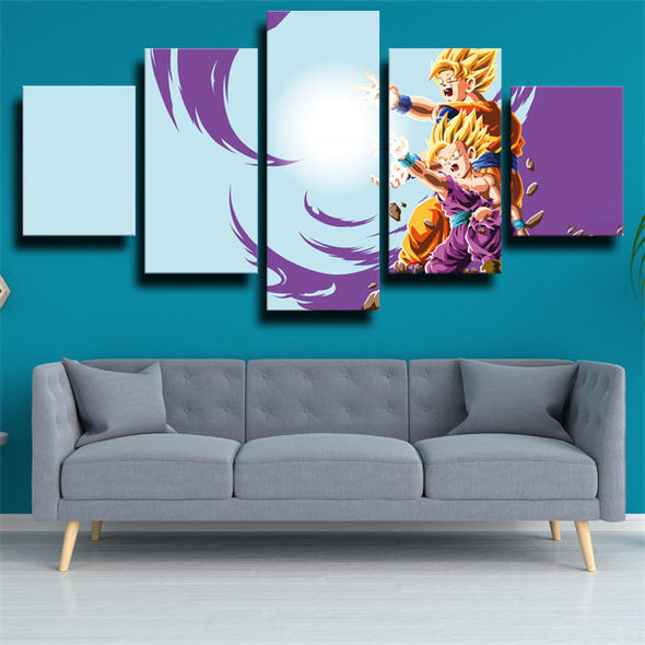 custom 5 panel canvas prints dragon ball Gohan and Goku live room decor-1975 (1)