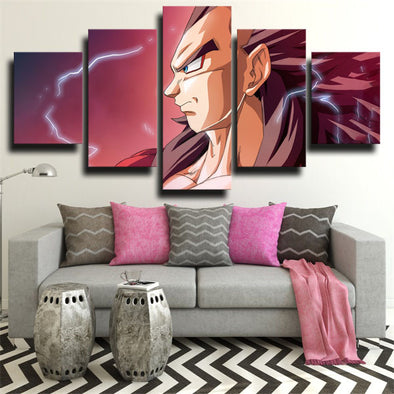 custom 5 panel canvas prints dragon ball Vegeta Side face home decor-2025 (1)
