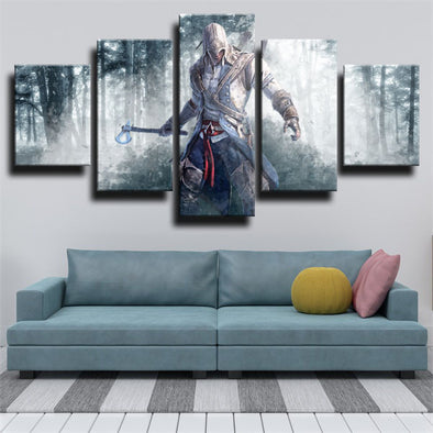 custom 5 panel wall art Assassin's Creed III Connor home decor -1203 (1)