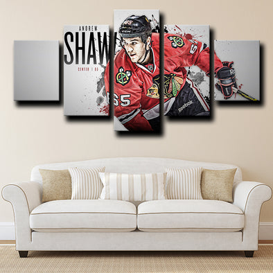 custom 5 panel wall art Chicago Blackhawks Shaw home decor-1214 (1)