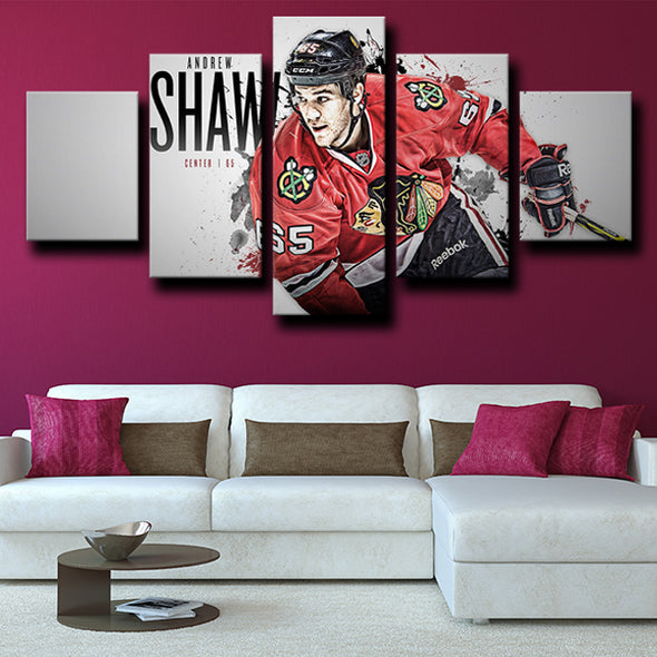 custom 5 panel wall art Chicago Blackhawks Shaw home decor-1214 (2)