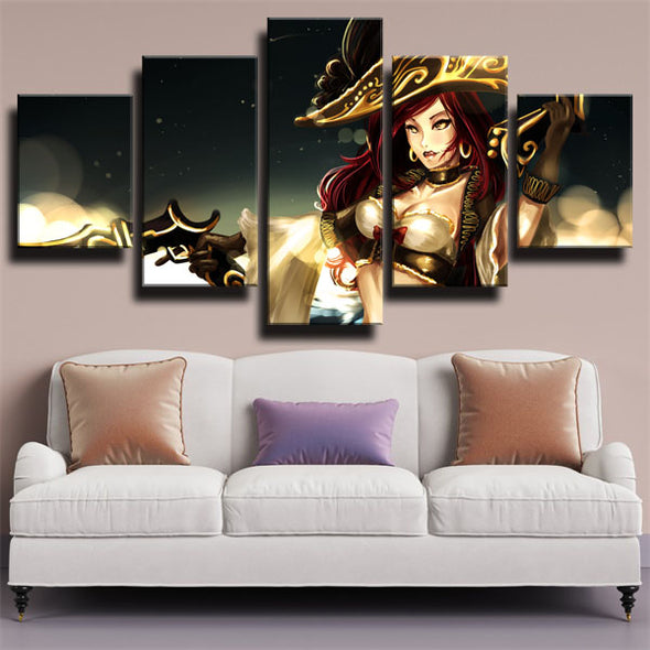 custom 5 panel wall art League Of Legends Miss Fortune home decor-1200 (3)