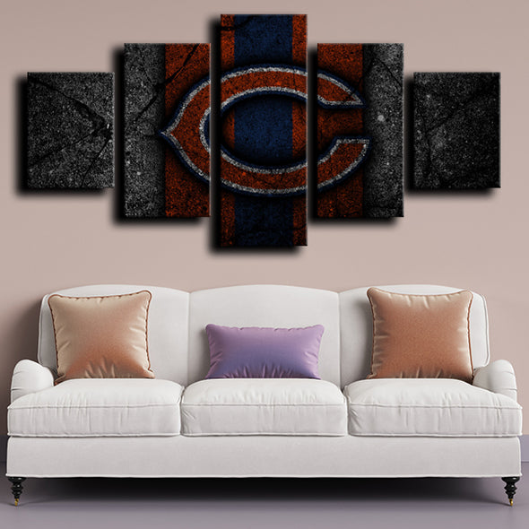custom 5 panel wall art Prints Chicago Bears Logo home decor-1201 (2)