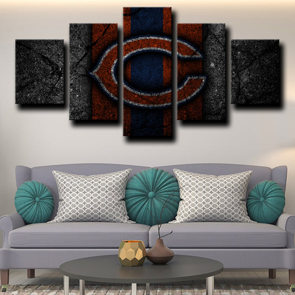 custom 5 panel wall art Prints Chicago Bears Logo home decor-1201 (3)