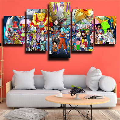 custom 5 panel wall art dragon ball all characters home decor picture-1937 (1)