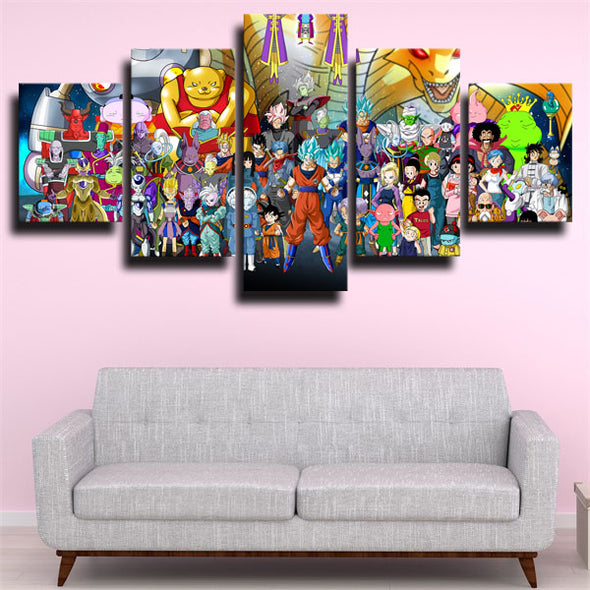 custom 5 panel wall art dragon ball all characters home decor picture-1937 (2)