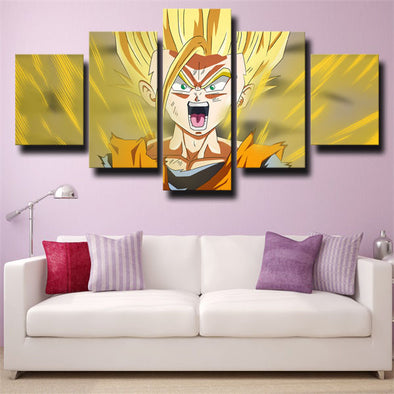 custom 5 panel wall art dragon ball angry Goten yellow home decor-2030 (1)