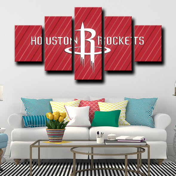 custom 5 panel wall art houston logo crest home decor-1207 (2)