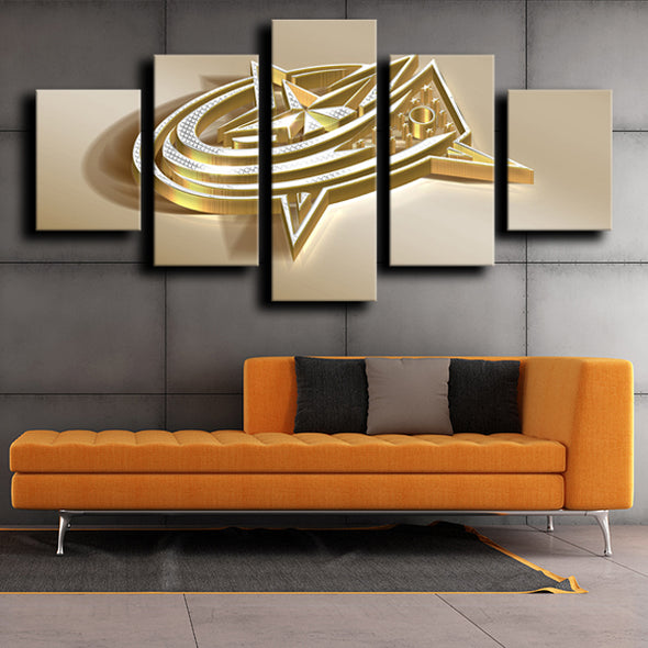 custom 5 panel wall art prints Blue Jackets Logo Gold decor picture-1209 (1)