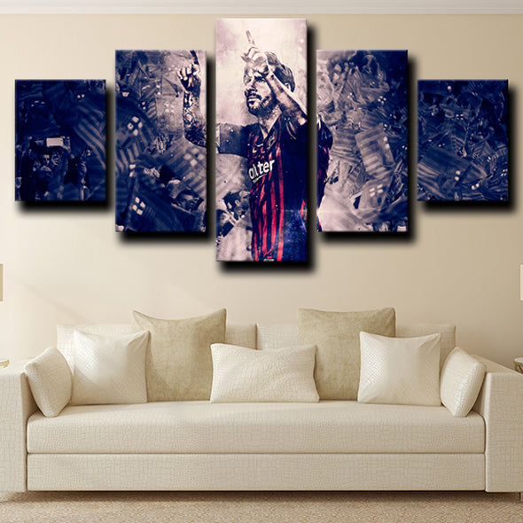 custom 5 piece canvas art prints Barcelona Messi wall picture-1209 (4)