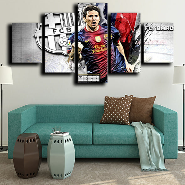 custom 5 piece canvas art prints Barcelona Messi wall picture-1217 (4)
