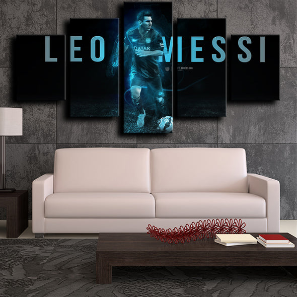 custom 5 piece canvas art prints Barcelona Messi wall picture-1218 (2)