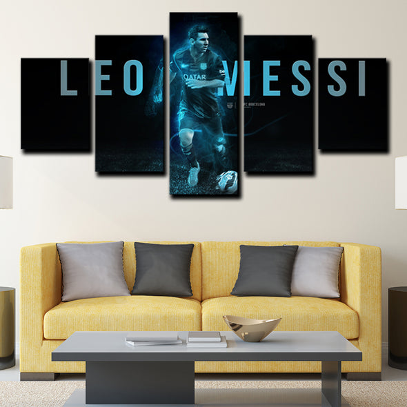 custom 5 piece canvas art prints Barcelona Messi wall picture-1218 (4)