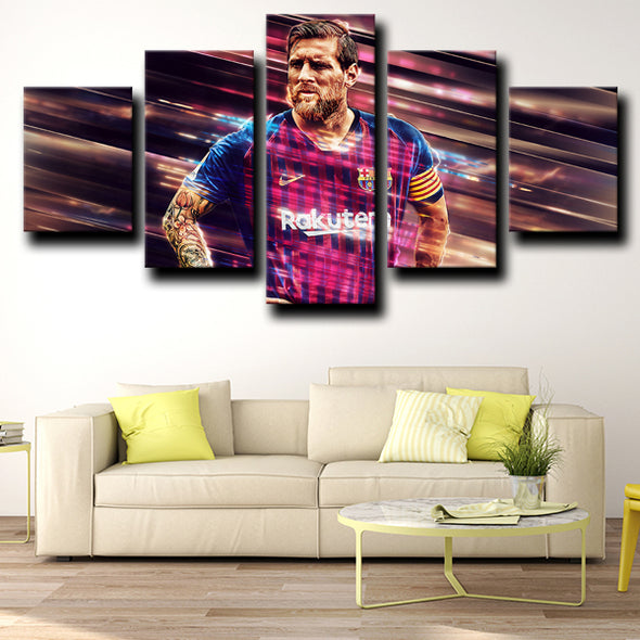 custom 5 piece canvas art prints Barcelona Messi wall picture-1219 (2)