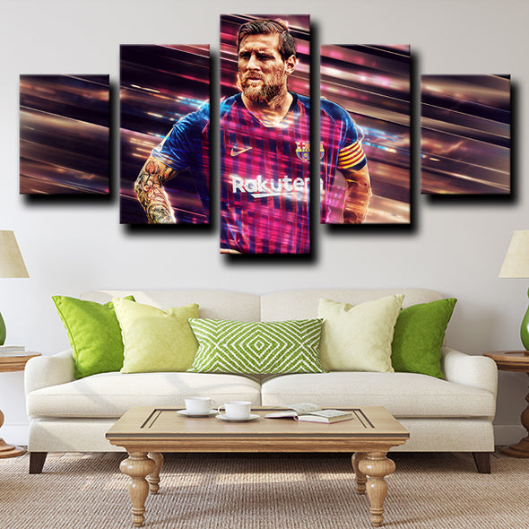 custom 5 piece canvas art prints Barcelona Messi wall picture-1219 (3)