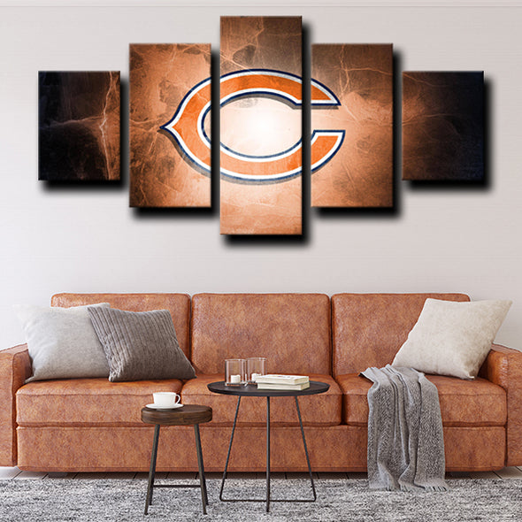 custom 5 piece canvas art prints Chicago Bears Logo wall picture-1206 (1)