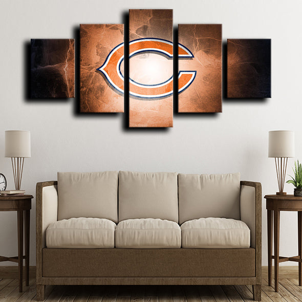 custom 5 piece canvas art prints Chicago Bears Logo wall picture-1206 (3)