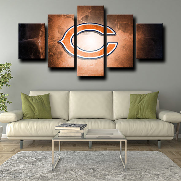 custom 5 piece canvas art prints Chicago Bears Logo wall picture-1206 (4)