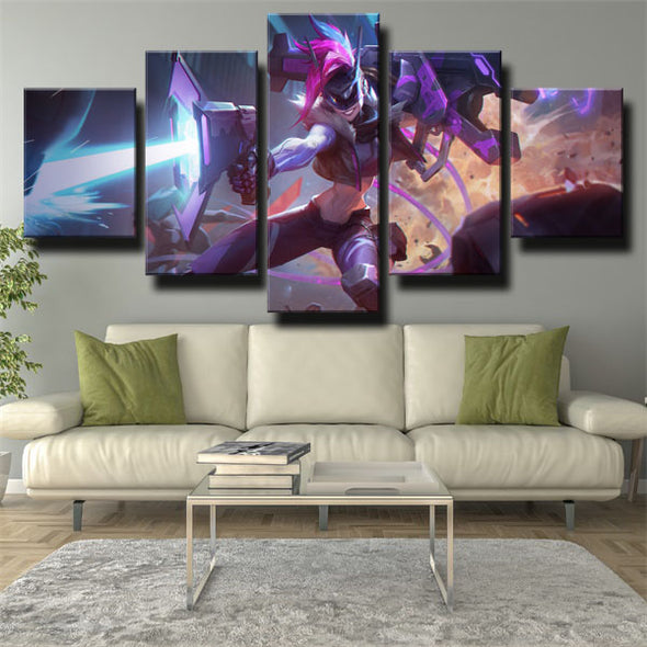 custom 5 piece canvas art prints League Of Legends Jinx wall picture-1200 (2)