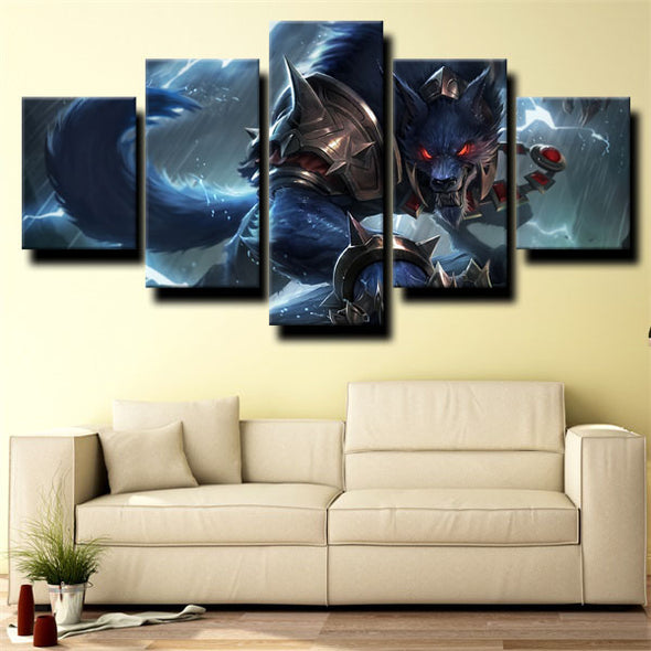 custom 5 piece canvas art prints League of Legends Warwick wall decor-1200(2)