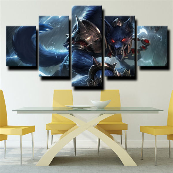 custom 5 piece canvas art prints League of Legends Warwick wall decor-1200(3)