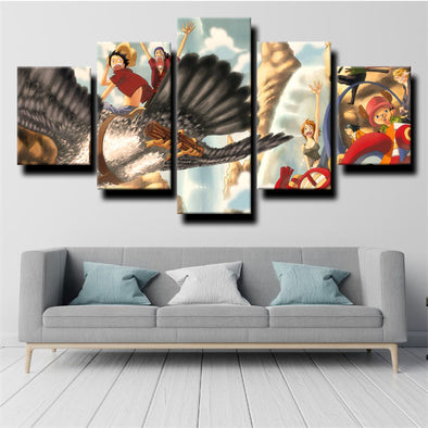 custom 5 piece canvas art prints One Piece Monkey D. Luffy wall picture-1200 (1)