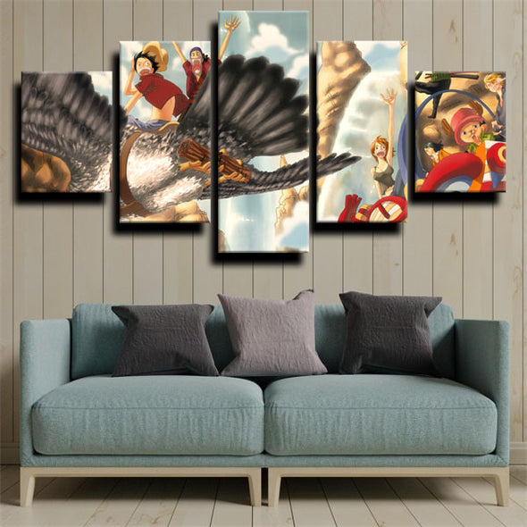 custom 5 piece canvas art prints One Piece Monkey D. Luffy wall picture-1200 (2)