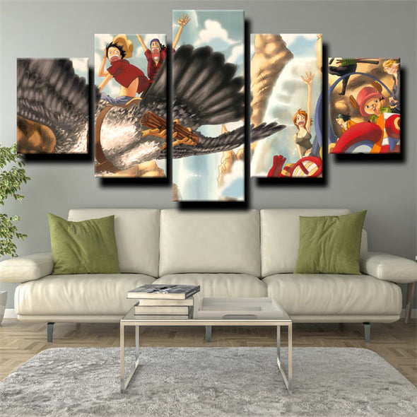 custom 5 piece canvas art prints One Piece Monkey D. Luffy wall picture-1200 (3)