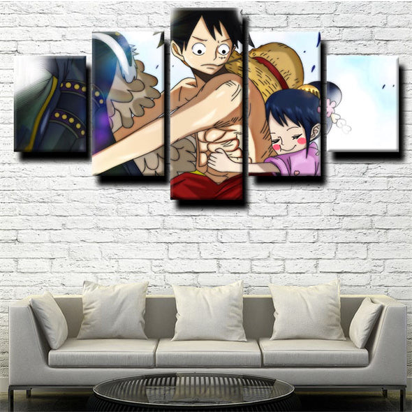 custom 5 piece canvas art prints One Piece Straw Hat Luffy wall picture-1200 (1)
