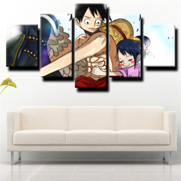 custom 5 piece canvas art prints One Piece Straw Hat Luffy wall picture-1200 (2)
