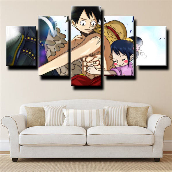 custom 5 piece canvas art prints One Piece Straw Hat Luffy wall picture-1200 (3)