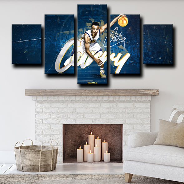 custom 5 piece canvas art prints Warriors MVP Curry wall picture1252 (1)