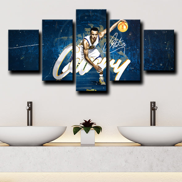 custom 5 piece canvas art prints Warriors MVP Curry wall picture1252 (2)