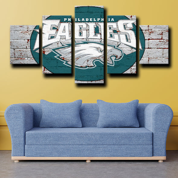 custom 5 piece canvas prints Eagles logo emblem live room decor-1223 (1)