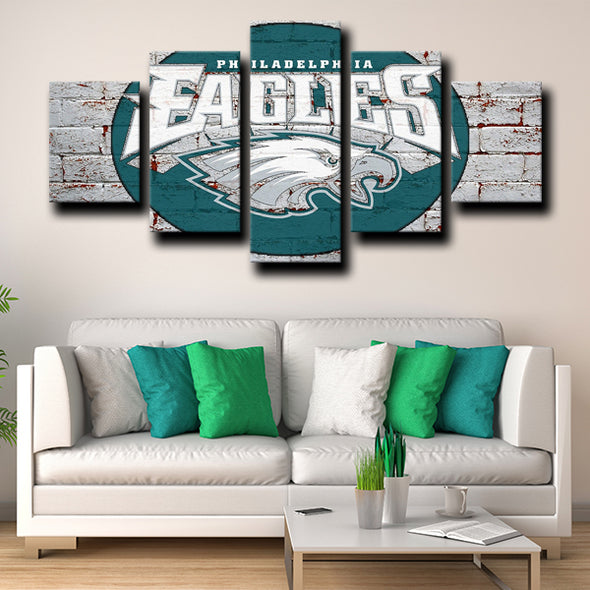 custom 5 piece canvas prints Eagles logo emblem live room decor-1223 (2)