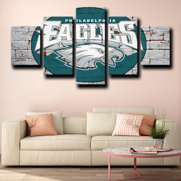 custom 5 piece canvas prints Eagles logo emblem live room decor-1223 (3)
