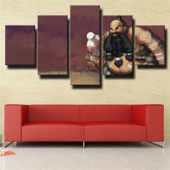 custom 5 piece canvas prints League Of Legends Gragas live room decor-1200 (3)