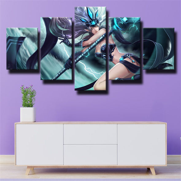 custom 5 piece canvas prints League Of Legends Janna live room decor-1200 (2)