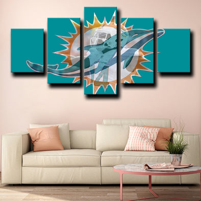 custom 5 piece canvas prints Miami Dolphins logo Emblem wall picture-1221 (1)