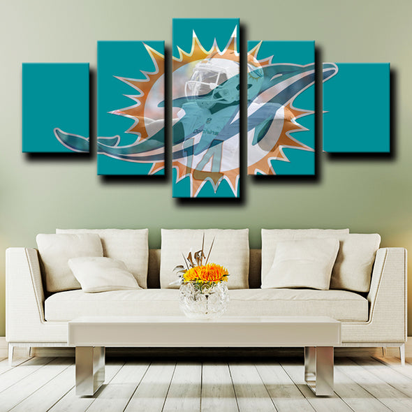 custom 5 piece canvas prints Miami Dolphins logo Emblem wall picture-1221 (3)