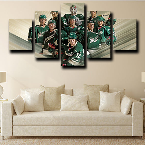 custom 5 piece canvas prints Minnesota Wild Teammates live room decor-1206 (2)