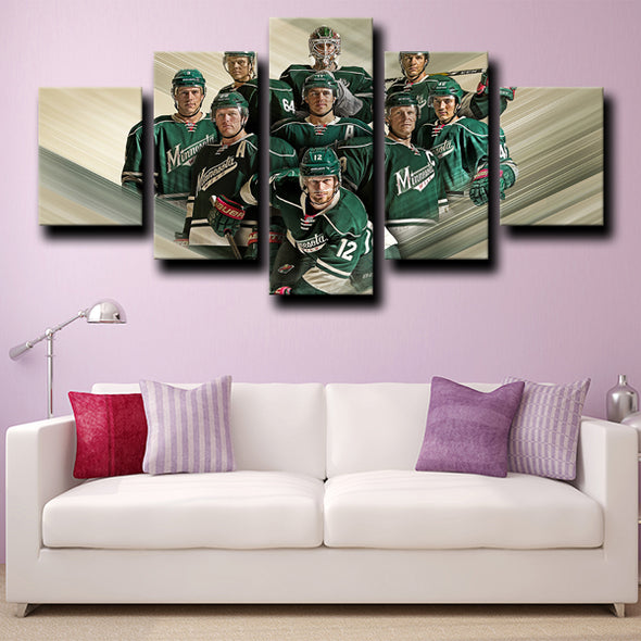 custom 5 piece canvas prints Minnesota Wild Teammates live room decor-1206 (4)