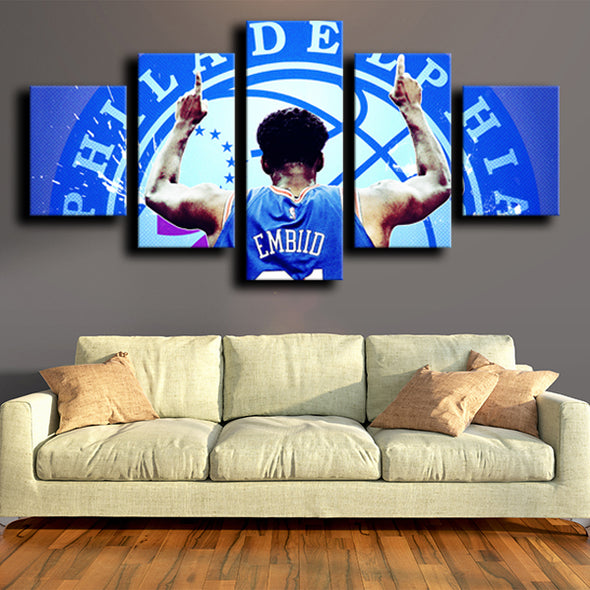 custom 5 piece wall art prints 76ers Embiid wall picture-1222 (4)